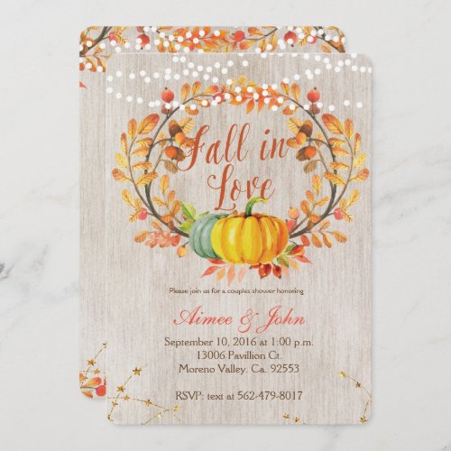 Rustic pumpkin fall invitation