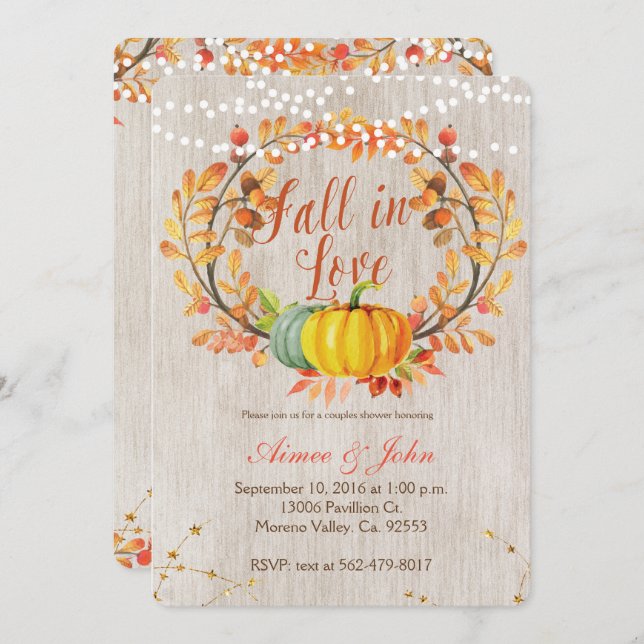 Rustic pumpkin fall invitation (Front/Back)