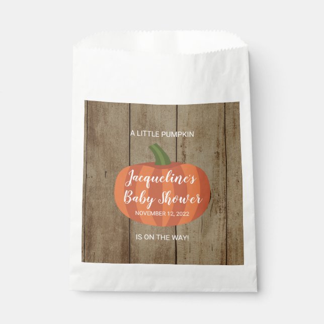 Rustic Pumpkin Fall Rustic Baby Shower Favor Bag (Front)