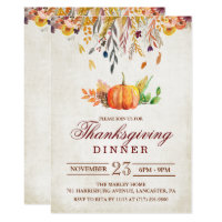 Rustic Pumpkin Fall Thanksgiving Dinner Invitation
