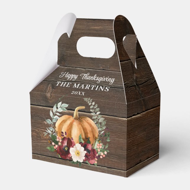 Rustic Pumpkin Fall Thanksgiving  Favor Boxes (Front Side)
