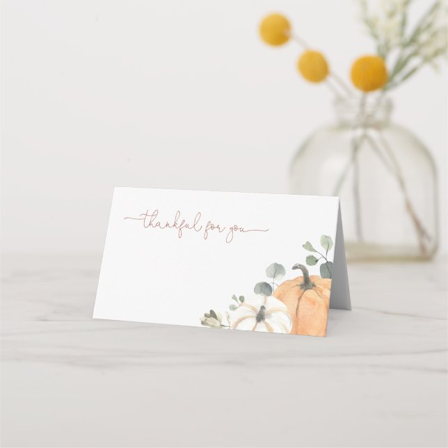 Rustic Pumpkin Fall Thanksgiving Place Card (Front)