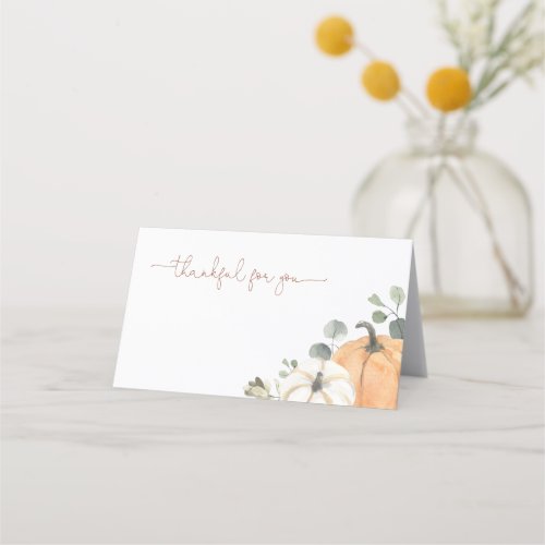 Rustic Pumpkin Fall Thanksgiving Place Card