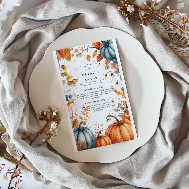 Rustic Pumpkin Fall Wedding Enclosure Card (Creator Uploaded)