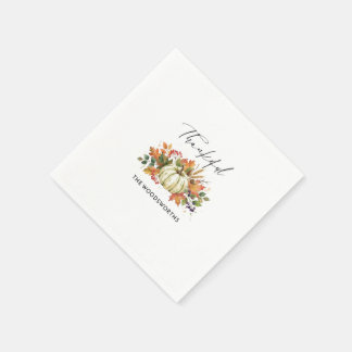 Rustic Pumpkin Family Name Thanksgiving Napkins
