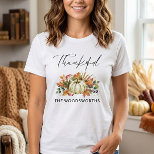 Rustic Pumpkin Family Name Thanksgiving  T-Shirt