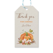 Rustic Pumpkin Favor Tag Autumn Fall Leaves Floral