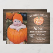 Rustic Pumpkin First Birthday Invitation (Front/Back)