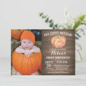 Rustic Pumpkin First Birthday Invitation (Standing Front)