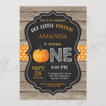 Rustic Pumpkin First Birthday Invitation Orange