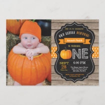 Rustic Pumpkin First Birthday Invitation Orange