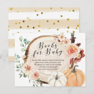 Rustic Pumpkin Floral Baby Shower Books for Baby Invitation Postcard