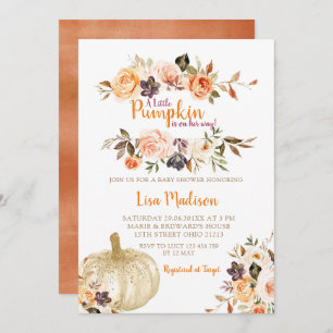 Rustic Pumpkin Floral Baby Shower Invitation