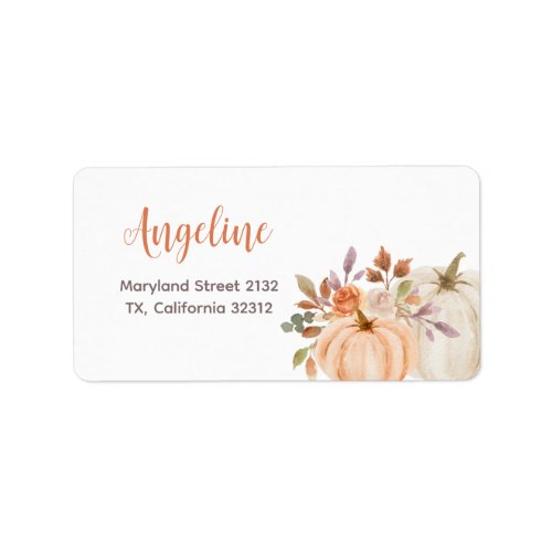 Rustic Pumpkin Floral Bridal Shower Address Label