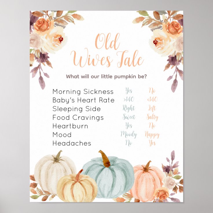 Rustic Pumpkin Floral Old Wives Tales Poster Zazzle