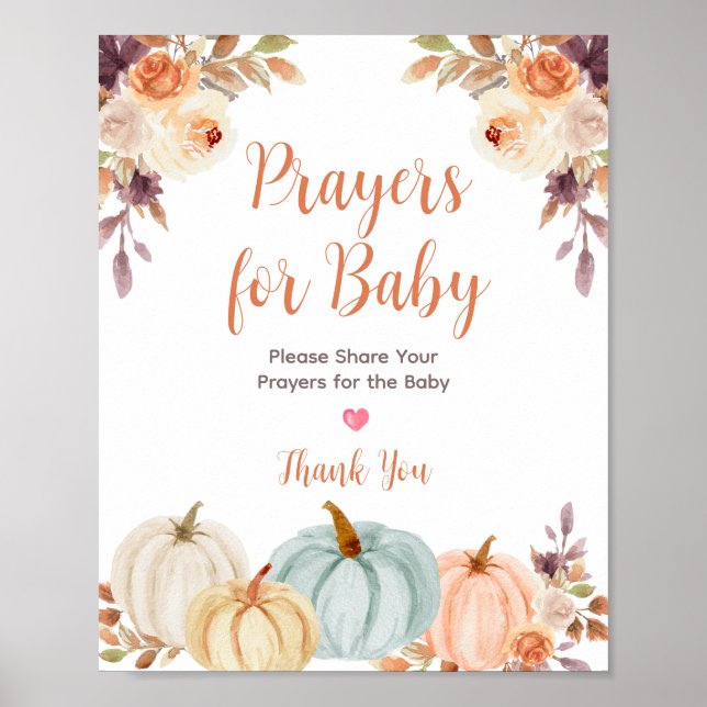 Rustic Pumpkin Floral Prayers for Baby Sign (Front)