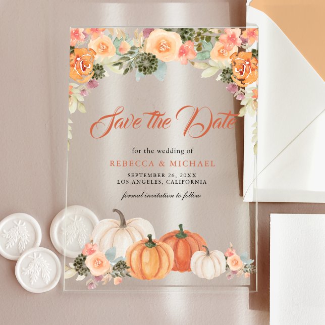 Rustic Pumpkin Floral Wedding Save the Date (Creator Uploaded)
