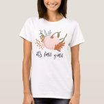 Rustic Pumpkin Foliage It's Fall Y'all T-Shirt<br><div class="desc">Rustic and whimsical autumn and Thanksgiving theme t-shirt featuring illustration of a pink pumpkin with fall botanicals. The text says "it's fall ya'll" in modern calligraphy.</div>