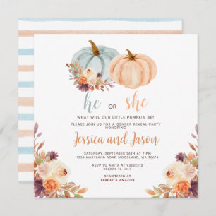 Rustic Pumpkin Gender Reveal Party Invitation