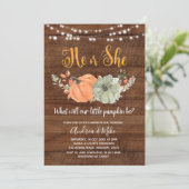 Rustic Pumpkin Gender Reveal Party Invitation (Standing Front)