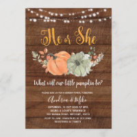 Rustic Pumpkin Gender Reveal Party Invitation