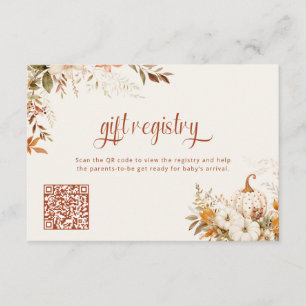 Rustic Pumpkin Gift Registry Baby Shower  Enclosure Card