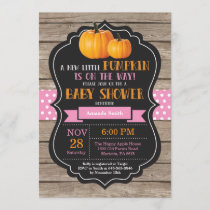 Rustic Pumpkin Girl Baby Shower Invitation Card