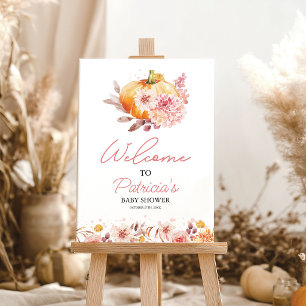 Rustic Pumpkin Girl Baby Shower Welcome Sign