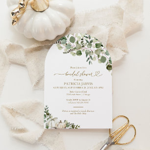 Rustic Pumpkin Greenery Fall Bridal Shower Invitation