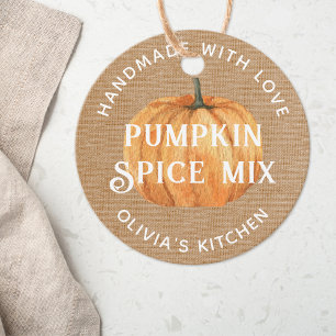 Rustic Pumpkin Handmade with Love Spice Mix Gift Favor Tags