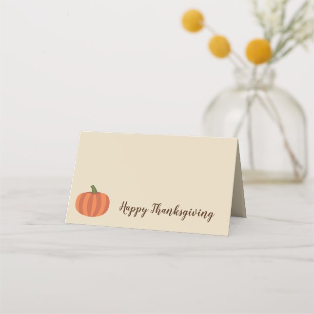 Rustic Pumpkin Happy Thanksgiving Place Card (Front)