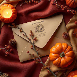 Rustic Pumpkin Harvest Arrangement Fall Rubber Stamp