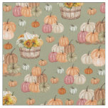 Rustic Pumpkin Harvest on Light Artichoke Green Fabric