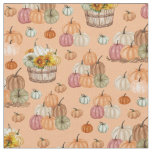 Rustic Pumpkin Harvest on Light Orange Fabric