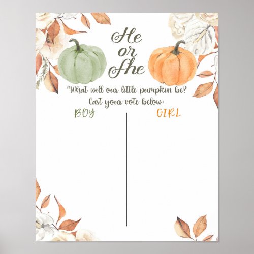 Rustic Pumpkin HE or SHE Voting Board Poster