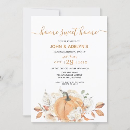Rustic Pumpkin Home Sweet Home House Warming Party Invitation