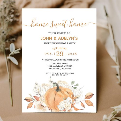 Rustic Pumpkin Home Sweet Home House Warming Party Invitation