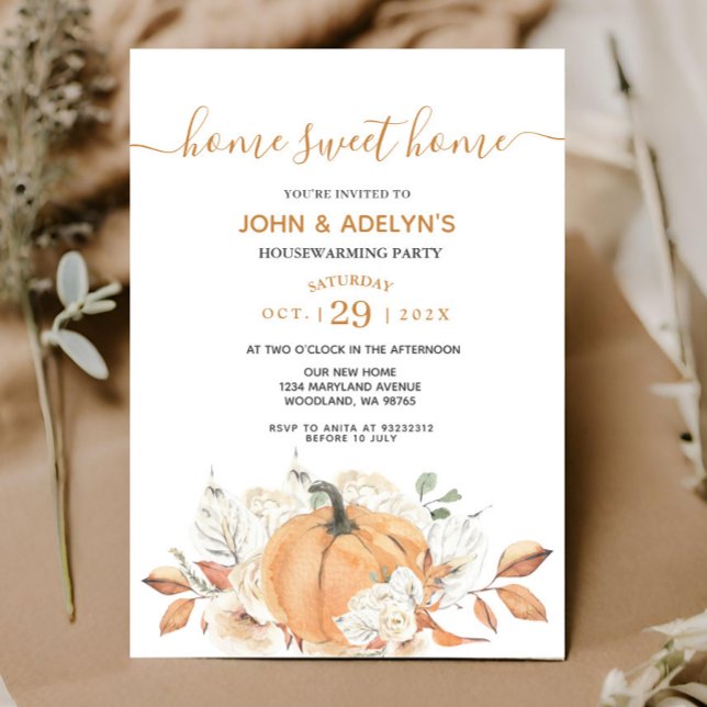 Rustic Pumpkin Home Sweet Home House Warming Party Invitation (Creator Uploaded)