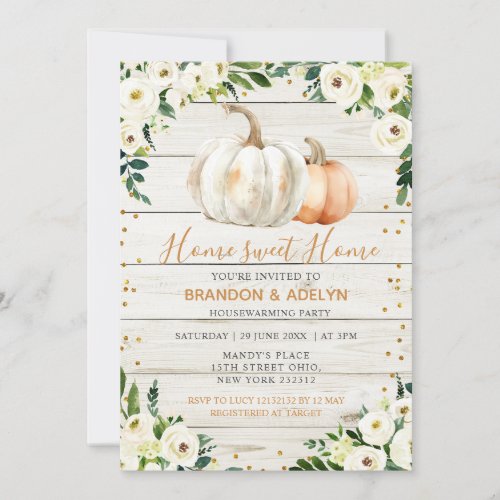 Rustic Pumpkin House Warming Party Home Sweet Home Invitation