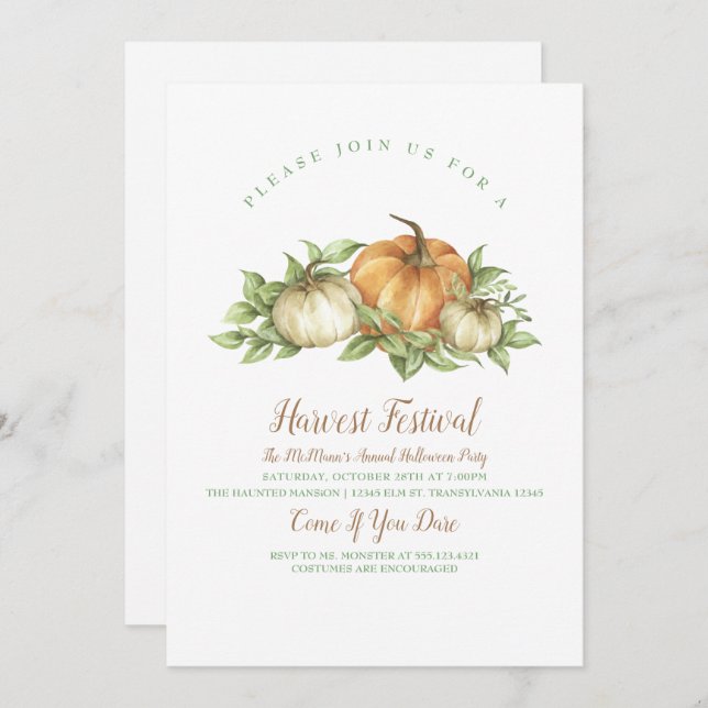 Rustic Pumpkin Invitation (Front/Back)
