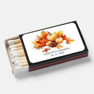 Rustic Pumpkin Maple Leaves Fall Autumn Wedding  Matchboxes