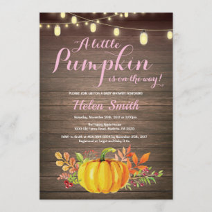 Rustic Pumpkin Mason Jar String Lights Baby Shower Invitation