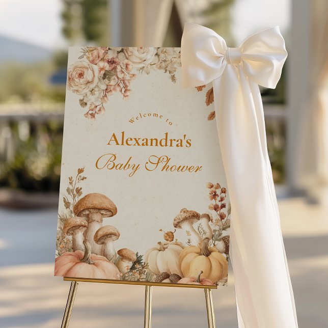 Rustic Pumpkin Mushroom Baby Shower Foam Board (Creator Uploaded)