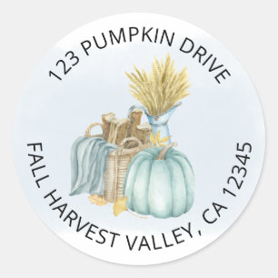 Rustic Pumpkin New Address Classic Round Sticker