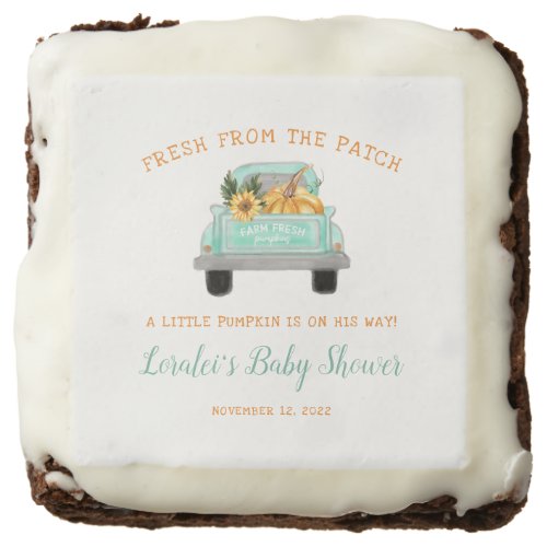 Rustic Pumpkin Old Farm Truck Autumn Baby Shower Brownie