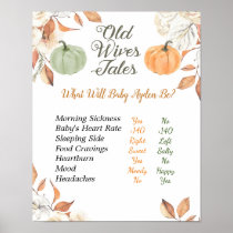 Rustic Pumpkin Old Wives Tales Gender Reveal Board Poster