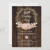 Rustic Pumpkin Pampas Wreath 80th Birthday Party Invitation (Front)