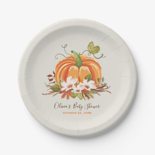 Rustic Pumpkin Paper Plate Baby Shower Autumn Fall