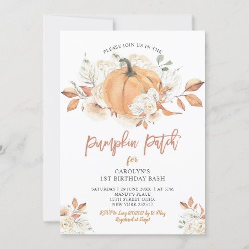 Rustic Pumpkin Patch Birthday Bash Party Invitation