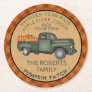 Rustic Pumpkin Patch Farm Vintage Truck Fall Plaid Round Paper Coaster